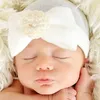 Newborn Chiffon bow baby hat Solid Pink Blue Color Soft Hospital Girls Caps newborn photography props baby accessories for 0-6M