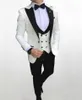 New Arrival One Button Ivory Groom Tuxedos Peak Lapel Men Wedding Party Groomsmen 3 pieces Suits (Jacket+Pants+Vest+Tie) K155