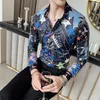 Men's Casual Shirts 2021 Starry Sky Print Men Baroque Slim Fit Party Club Shirt Male Camisa Homem Luxury Long Sleeve 4XL1