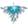 Lampes Contemporaines Lustres En Cristal De Verre Soufflé Couleur Turquoise 20 Pouces Suspension Ampoules LED Lustre Suspendu Lampe pour La Décoration De La Maison