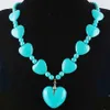 Wojiaer vintage synthetisch blauw turquoise waterdruppel kralen hanger ketting streng 21 inch mannen vrouwen charme sieraden f3110