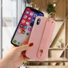 Pink & Black Couples Phone Holder Case For iphone X XS max XR 6 6s 7 8 plus Fashion Wrist Strap Case Soft TPU Cover