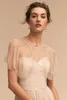 Jaquetas de noiva com miçangas de grife da BHLDN Casaco de noiva com decote em joia curto Capas de marfim Casaco de bolero feito sob encomenda226N