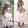 Pas cher Belle Courte Fleur Filles Robes Dentelle Volants Tulle Tutu Robe Puffy Petites Filles Formelle Robes De Fête De Mariage FG1255