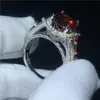 Choucong Charm Lady Flower Ring 925 Sterling Zilver 4CT Rode 5A CZ Jubileum Wedding Band Ringen voor Dames Party Sieraden