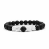 Bracciali con perline turchesi in pietra lavica nera da 8 mm Bracciale diffusore di olio essenziale per gioielli da donna