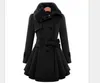 Nouveau Slim long manteau en laine col en fourrure ceinture à double boutonnage manteau en laine coupe-vent mélanges de laine pour femmes européennes américaines gfits