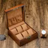 Boîte de montres en bois rétro avec porte-clés Boîte de porte-greffe pour les montres Men Recanglesquare Jewelry Organisateur 6 Grids Organizer1105091