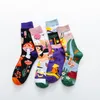 Fashion Men Cotton Socks Abstract Plant Natural Pattern Creative Harajuku Funny Korean Style Cute Crew Casual Street Art socks1246v