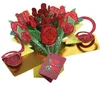 3D Rose Greeting Card 3D Pop Up Glitter Rose Message Card for Valentine's Day Creative Gift1275P