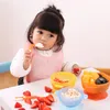 Utensili per bambini Cucchiai Forchette, Cute Stone Toddlers Feeding Training Cucchiaio e forchetta Set da tavola Presa facile Resistente al calore Pieghevole Senza BPA