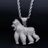 iced out gorilla hanger kettingen voor mannen vrouwen luxe designer bling diamant dier hangers goud zilver zwarte ketting ketting je306K