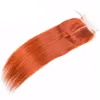 Bundles orange avec fermeture Silky Straight Burnt Orange Color Weaves avec fermeture à lacet 4X4 Partie médiane Cheveux vierges brésiliens