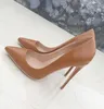 Vente chaude - Nouvelles femmes chaussures en peau de mouton marron clair mat talon aiguille pointu chaussures à talons hauts mode solide femmes robe chaussures de soirée