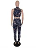 Autumn New Letter Print Women 'S Set Zipper Up Crop Top Pencil Pants Suit Two Piece Set Sporting Fashion Tracksuit Outfit S-XL