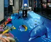 Benutzerdefinierte Bodenbelag Wandbild Tapete Tropische Fische Delphin Unterwasserwelt 3D Bad Badezimmer Schlafzimmer 3D Bodenmalereien PVC Wasserdicht Sel1985418