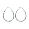 Plated sterling silver large Elliptical faceted prismatic earrings DASE293 size 5.4X4.0CM;women's 925 silver plate Hoop & Huggie earring