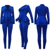 Set da donna da ufficio 2 Set da due pezzi Giacca nera Cappotto Pantaloni harem Abito da donna elegante autunno da donna