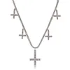 Mäns Zircon Cross Pendant med 4 mm tennis halsband kedja guld silver färg hip hop smycken 18inch-30inch