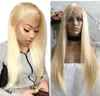 Blonde Full Lace Wigs Blonde Color 613 Silky Straight Chinese Virgin Human Hair Blond Lace Front Wig Bleached Knots Fast Free Shipping