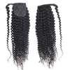 Clip in Ponytail Extension Long Straight Kinky Thick Curly Hair Fluffy Pony Tail Wrap Around 24 Inch - Black