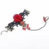 Lace Fashion Bracelet Palace Ball Bracelet Black Red Rose Metal Bracelet Retro Heart Shape Gemstone Jewelry Bridal Accessories