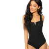 Preto V-Cut Front Bodysuit Sexy Correias Planície Skinny Sem Mangas Bodysuits Mulheres Outono Stretchy Minimalista Bodysuits Jumpsuit