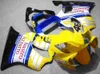 Motorcykel kåpa kit för HONDA CBR600F4I 01 02 03 CBR 600 F4I 2001 2002 2003 ABS Gul vit blå kåpa set+presenter HJ05