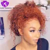 Wigs New women style orange color Brazilian loose curly Wig PrePlucked short Lace Front bob Wigs synthetic hair heat resistant With Bab