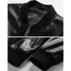 ニューオシデンスファッションカジュアルメンズスカル刺繍ブラックPUレザーコート野球カラースリムオートバイジャケット