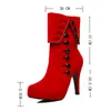 Designer-le bottes talons hauts mode chaussures rouges femme plate-forme troupeau boucle bottes dames chaussures femme