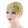 Kvinnor mössor kvinnliga hattar halsduk cancer hatt bonnet chimio coton turban muslim ruffle blomma skullies applique # 800
