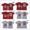 NCAA 청소년 #13 여성 앨라배마 진홍색 조수 Tua Tagovailoa Red White Ed College Football Jerseys