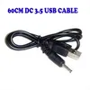 60 cm/2ft Svart USB -laddningsladdningskablar till DC 3,5 mm Plug/Jack DC3.5 Power Cable