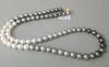 real fine pearls Beaded Necklaces jewelry 18 8-9mm natural south sea whitegray black round pearl necklace240a