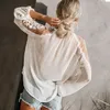 2019 Yeni Wome V Boyun Nakış Çiçek Tops Moda Bayanlar Yaz Rahat Bluz Gevşek Gömlek