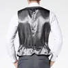 Popular Gris oscuro Novio Esmoquin Muesca Solapa Padrino Boda Traje de 3 piezas Moda Hombre Negocios Prom Chaqueta Blazer (Chaqueta + Pantalones + Corbata + Chaleco) 490