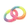 5.5cm Shiny RainBow Telephone Hair Cord Ponies Elastic Soft Flexible Plastic Spiral Coil Wrist Bands Girls Hair Accessories Rubber Ties