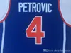 College Jugoslavija 4 Drazen Petrovic Jerseys Basketball Blue Double Stiched High Quanlity5175856