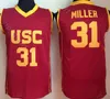 USC Trojans College Brian Scalabrine 24 Matt Miller 31 Lisa Leslie Jersey 33 Uniforme de basket-ball universitaire Couleur de l'équipe Rouge Jaune