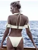 Sexy Two-pieces Bikini Swimwear Woman Mesh half-sleeve swimsuit Womens Sweetly Low Waist Bathing Suit Biquini Beachwear