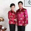Мужские куртки Китайский тан костюм женщин мужчины шелковые печати Cheongsam топы с длинным рукавом мандарин Han Fu 3xltraditional одежда1