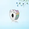 Ny ankomst Profusion färg Hjärtklämmor Charm Set Original Box för Pandora DIY Armband CZ Diamond Charms Smycketillbehör