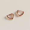 100% solid 925 Sterling Silver Heart Shape Hoop örhängen Kvinnor Rose Gold Plated Small Earring Brinco Fine Jewelry YME461