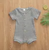Baby Clothes Kids Striped Rompers Summer Newborn Short Sleeve Jumpsuits Infant Cotton Breathable Onesies Boutique Button Bodysuits YP822