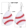 Mode mehrschichtige PU-Leder baumelnde Ohrringe für Frauen Softball Basketball Fußball amerikanische Flagge Wassertropfenform Aussage Ohrringe Schmuck