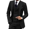 Zwart Bruidegom Tuxedos Notch Revers Slim Fit Groomsmannen Trouwjurk Uitstekende Man Jacket Blazer 3 Stuk Suit (Jas + Broek + Vest + Tie) 657