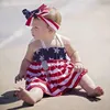 独立記念日の新生児の男の子の服セット赤ちゃんラウンドネックプルオーバーノースリーブベスト+縞模様のスタープリントショーツ2pc /セット衣装M1929