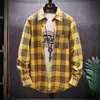 Männer Casual Hemden Männer Plaid Shirt Camisas Sozialen 2021 Herbst Mode Lange Ärmeln Männlich Taste Unten Check206q