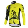 Aogda Mens Cycling Jersey Yellow Breathable Bicycle Jersey Summer Long Sleeve Mtb Shirt Quick Dry Ropa
